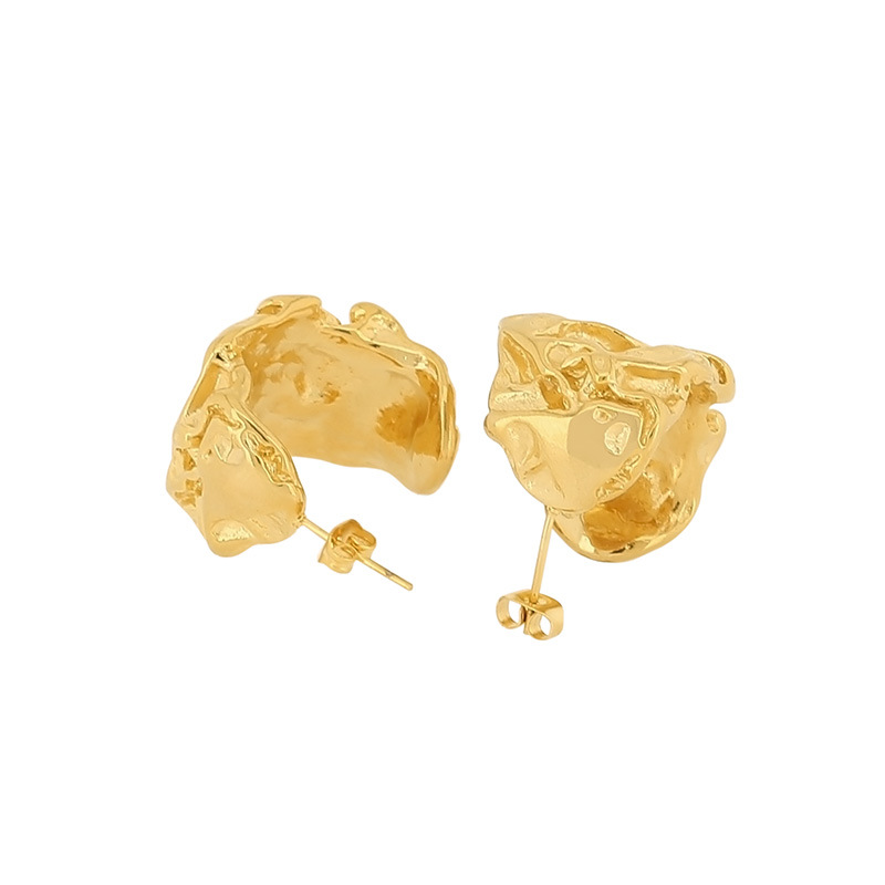 1 Pair French Style Solid Color Plating Titanium Steel 18K Gold Plated Ear Studs display picture 4