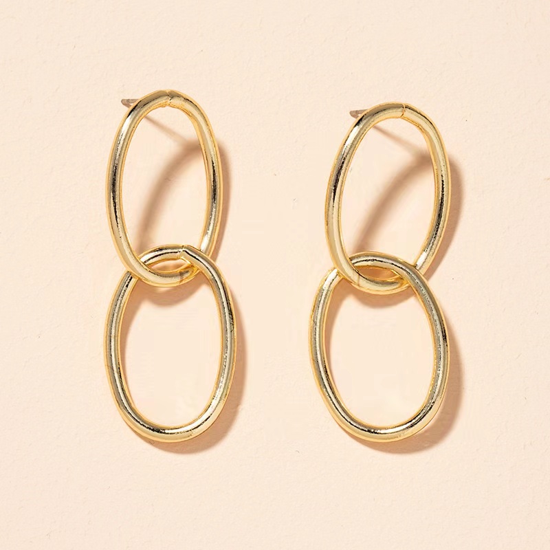 1 Pair Modern Style Classic Style Geometric Stainless Steel None Gold Plated Drop Earrings display picture 1