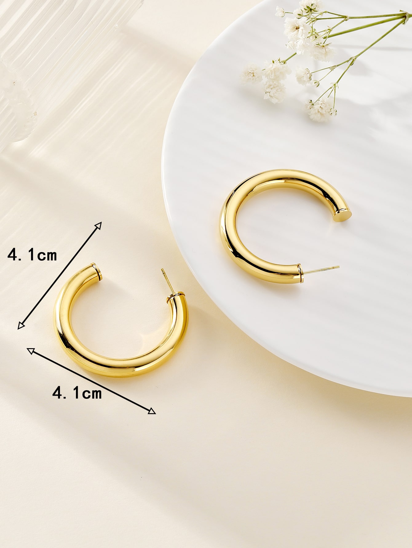 1 Paire Style Simple Géométrique Acier Inoxydable 304 Plaqué Or 14K Boucles D'Oreilles display picture 3