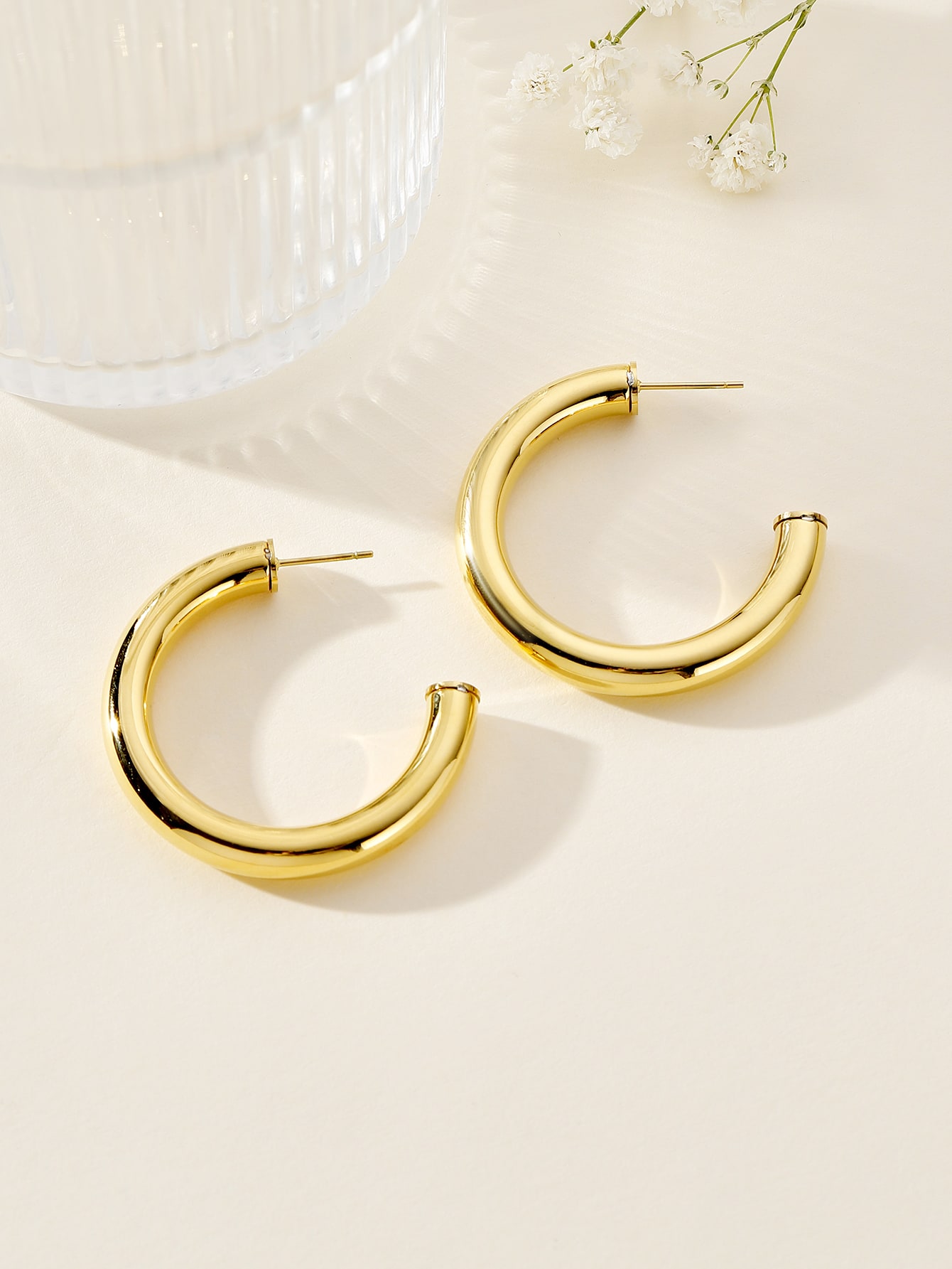 1 Pair Simple Style Geometric 304 Stainless Steel 14K Gold Plated Ear Studs display picture 2