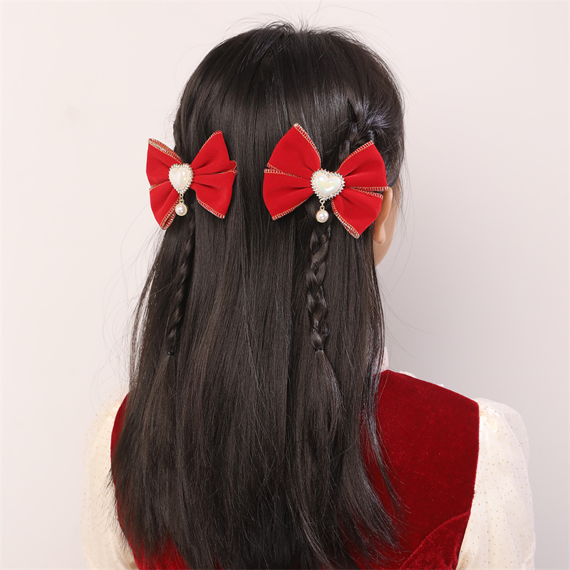 Women's Cute Sweet Bow Knot Alloy Organza Inlay Artificial Pearls Hair Clip display picture 13