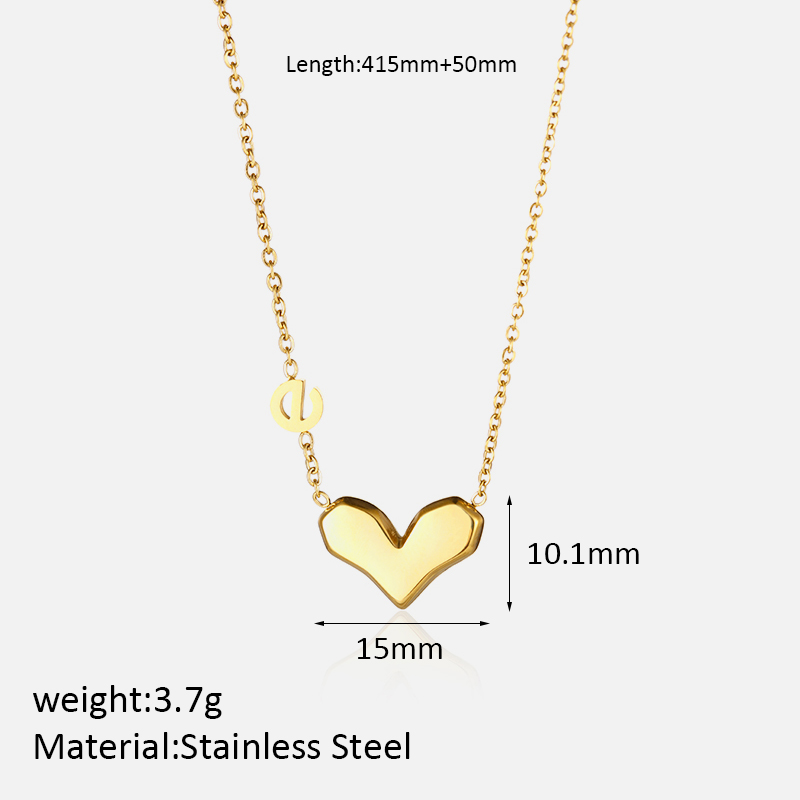 Edelstahl 304 Einfacher Stil Polieren Überzug Brief Herzform Halskette Mit Anhänger display picture 1