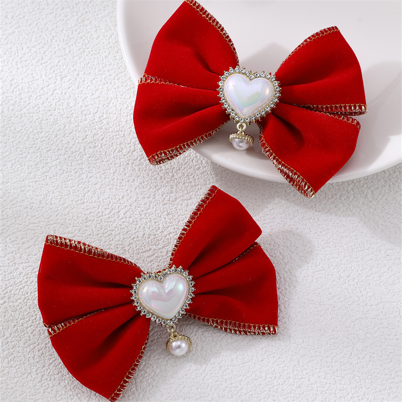 Women's Cute Sweet Bow Knot Alloy Organza Inlay Artificial Pearls Hair Clip display picture 15