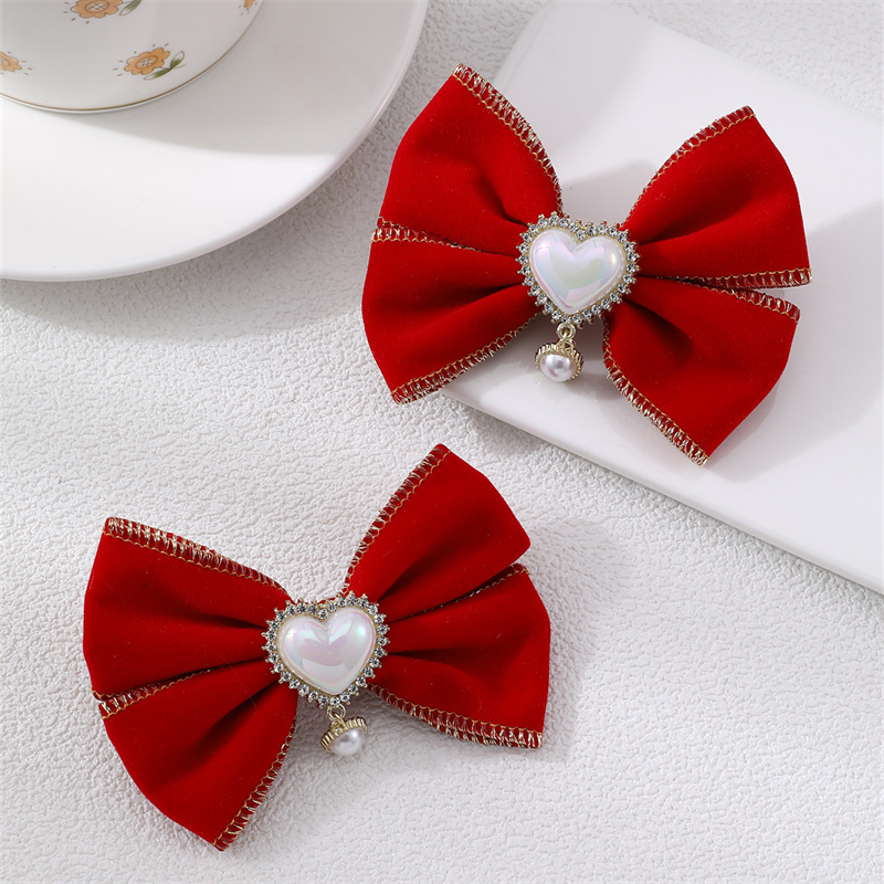 Women's Cute Sweet Bow Knot Alloy Organza Inlay Artificial Pearls Hair Clip display picture 16