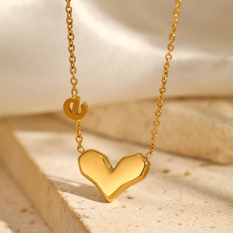 304 Stainless Steel Simple Style Polishing Plating Letter Heart Shape Pendant Necklace display picture 12