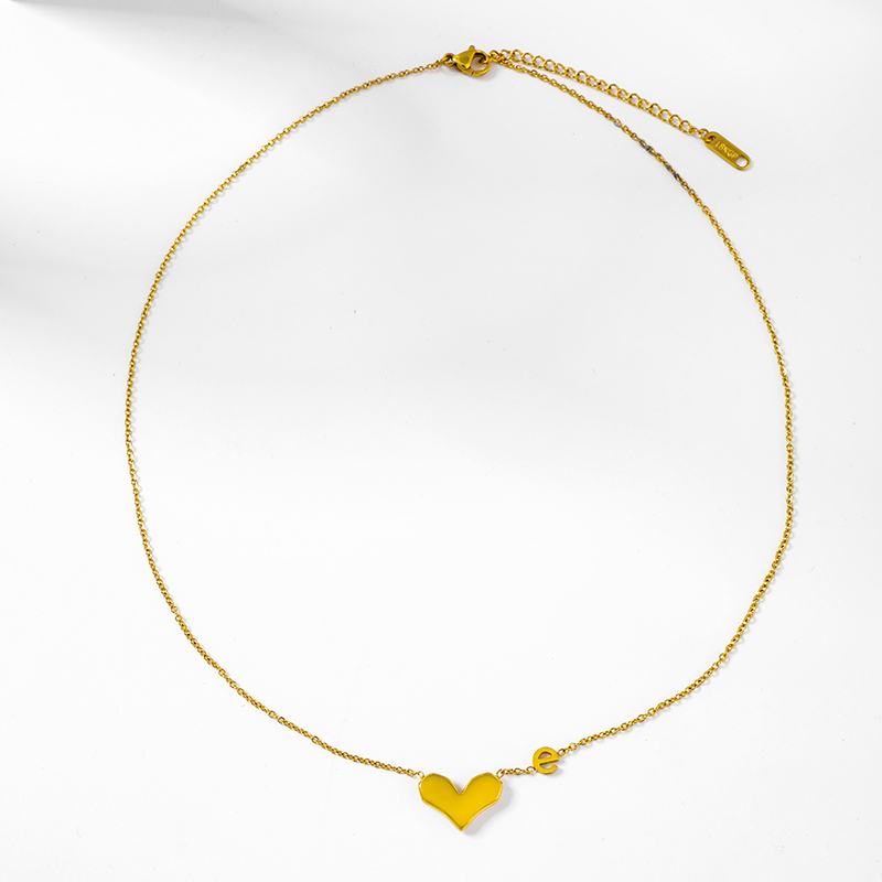 Edelstahl 304 Einfacher Stil Polieren Überzug Brief Herzform Halskette Mit Anhänger display picture 13
