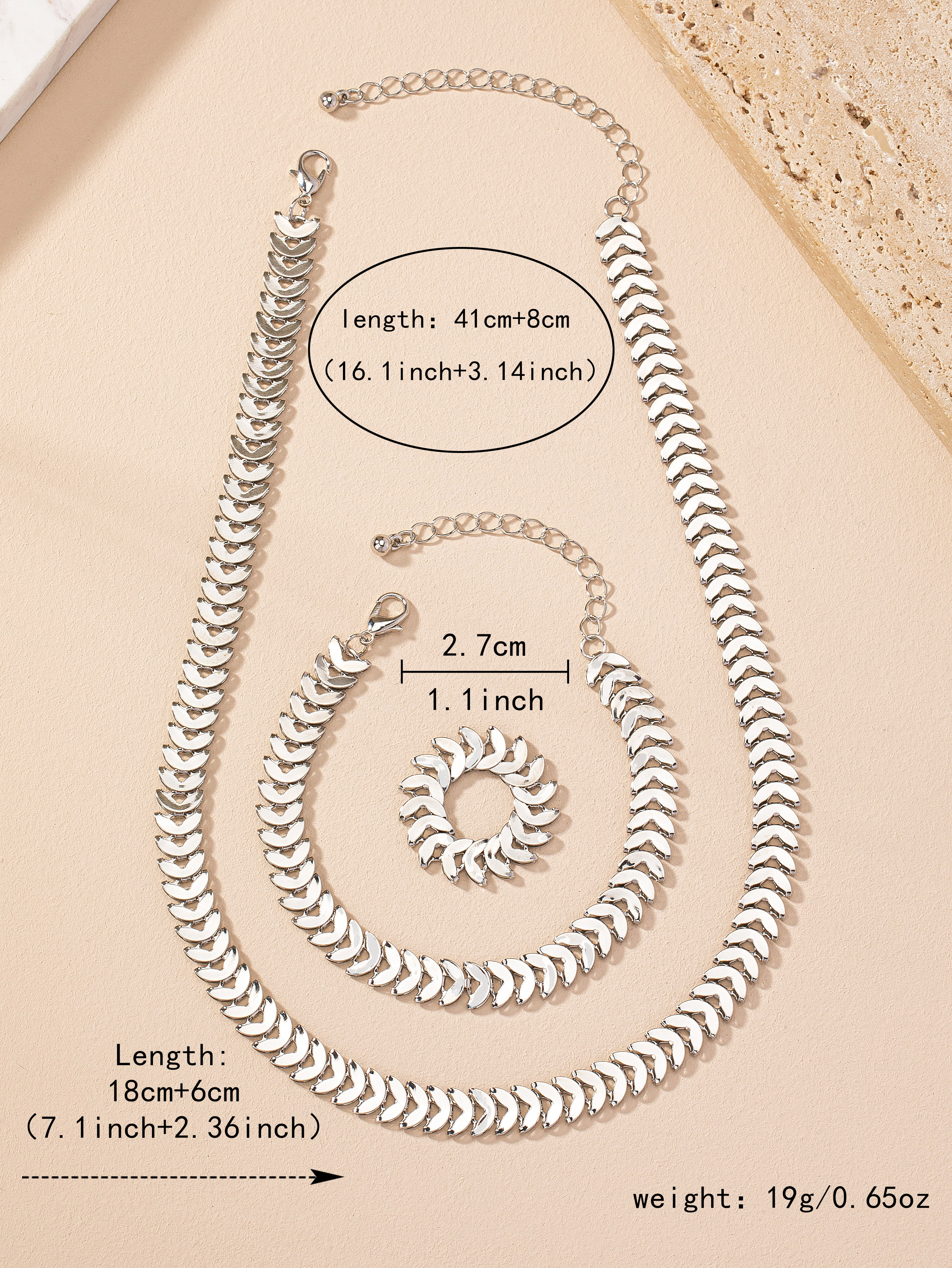 Elegant Simple Style Grain Ferroalloy Women's Rings Bracelets Necklace display picture 5