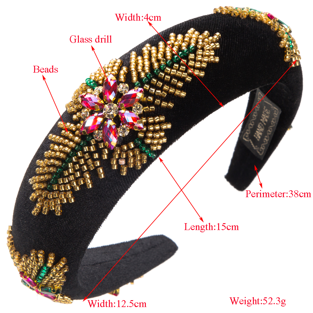 Women's Lady Flower Flannel Inlay Artificial Gemstones Hair Band display picture 1