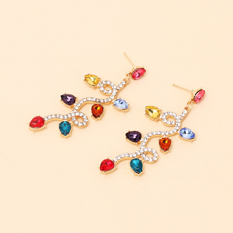 1 Pair Glam Shiny Geometric Plating Inlay Metal Rhinestones Drop Earrings display picture 2