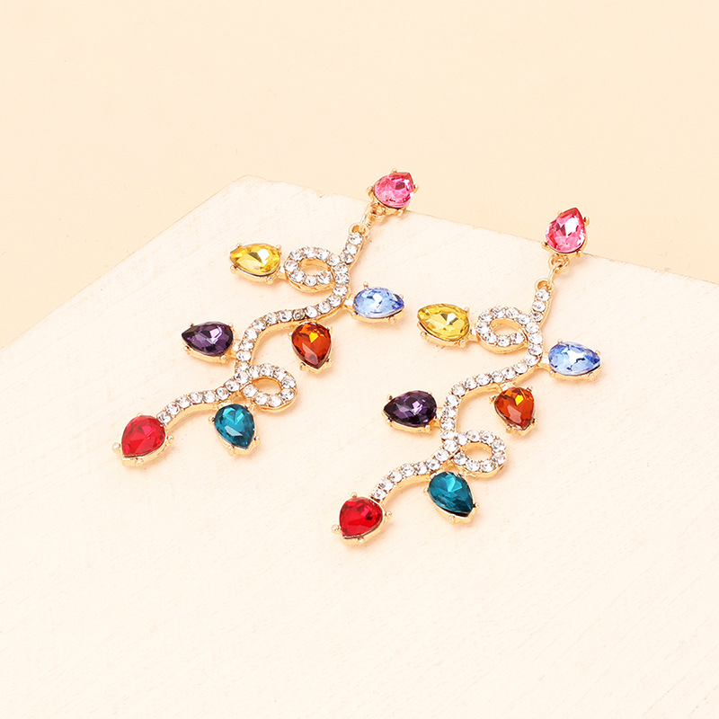 1 Paire Glamour Brillant Géométrique Placage Incruster Métal Strass Boucles D'oreilles display picture 3