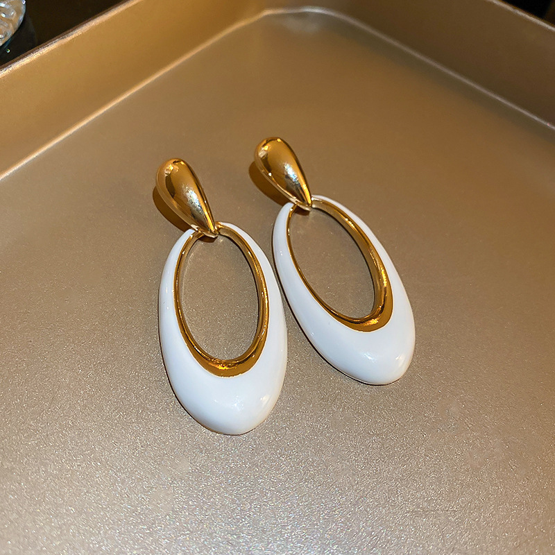 1 Pair Lady Oval Alloy Drop Earrings display picture 9