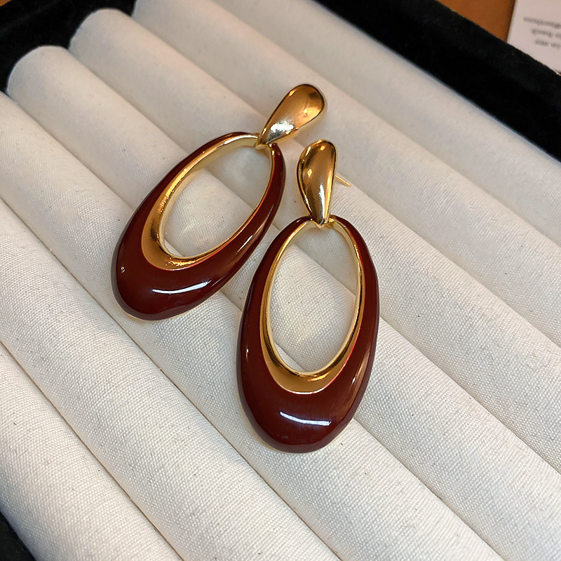 1 Pair Lady Oval Alloy Drop Earrings display picture 8