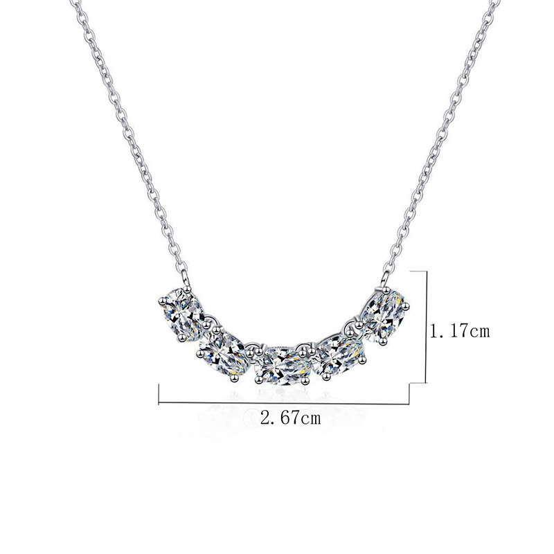 Élégant Glamour Ovale Argent Sterling Placage Incruster Zircon Or Blanc Plaqué Collier display picture 5
