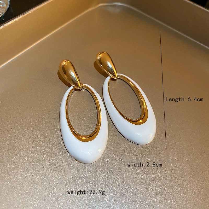 1 Pair Lady Oval Alloy Drop Earrings display picture 11