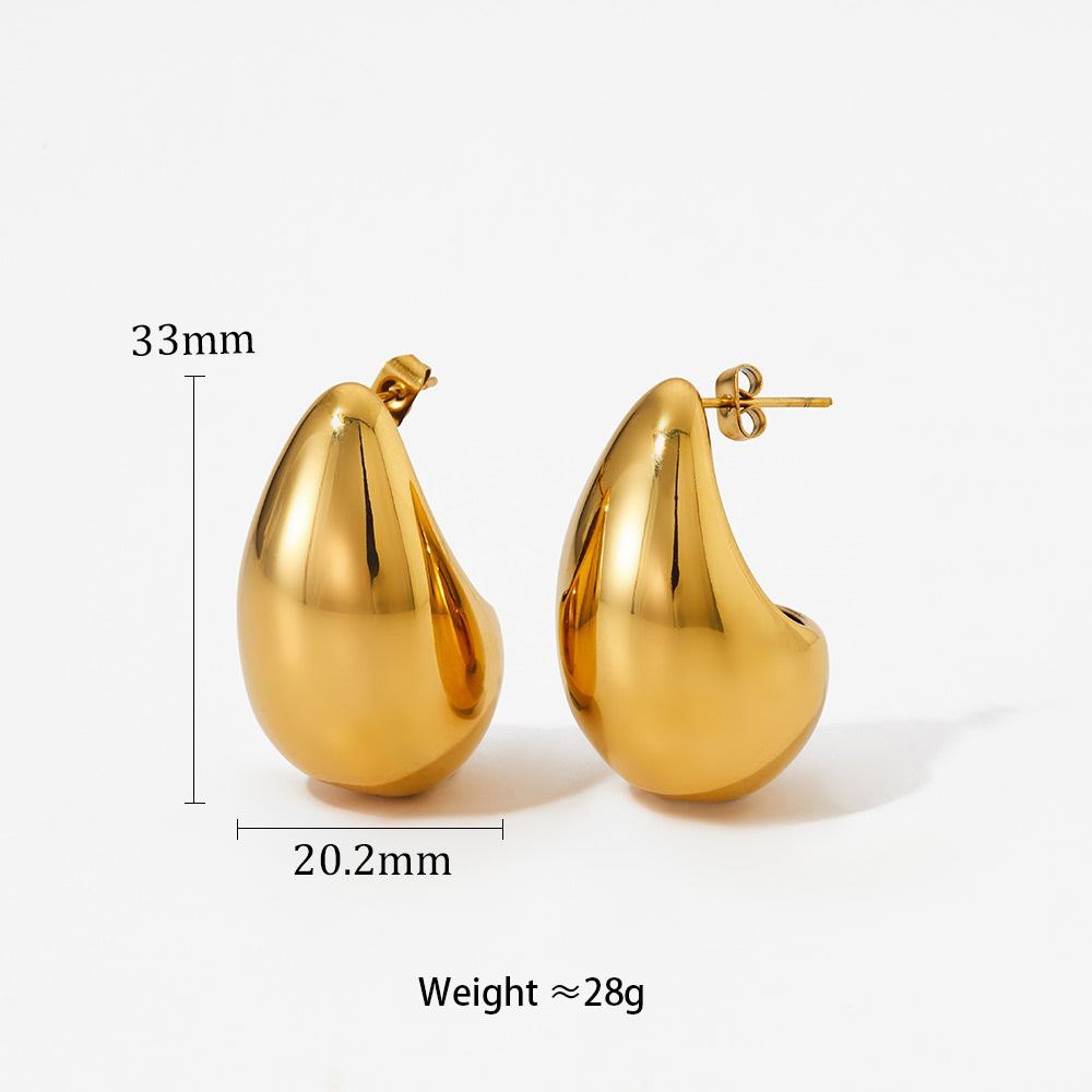 1 Pair Simple Style Water Droplets Plating 304 Stainless Steel 16K Gold Plated White Gold Plated Gold Plated Ear Studs display picture 7