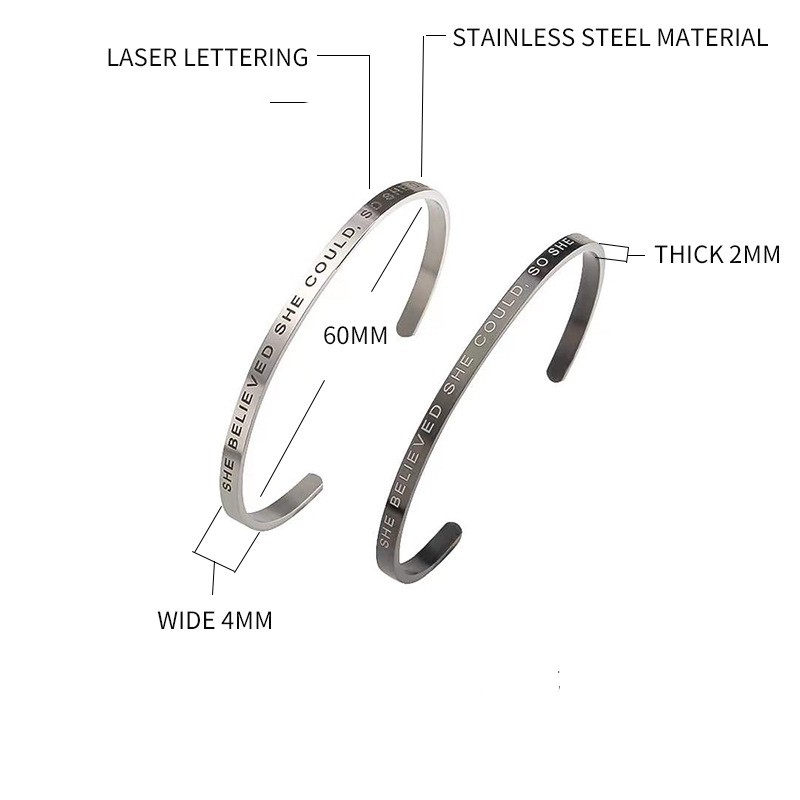 Elegant C-form Brief Rostfreier Stahl Überzug Manschettenarmbänder display picture 2