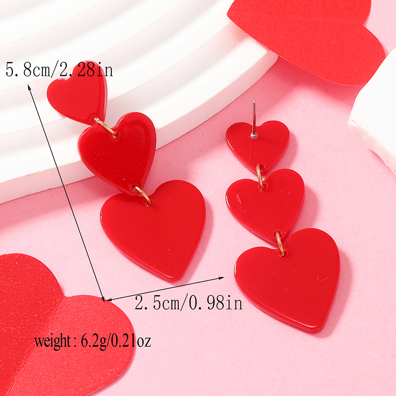 1 Pair Romantic Heart Shape Arylic Drop Earrings display picture 8