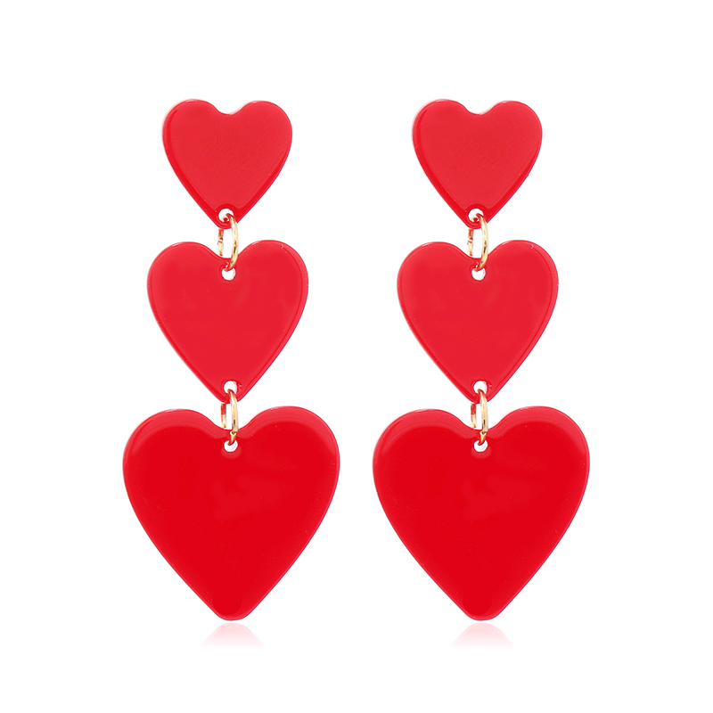 1 Pair Romantic Heart Shape Arylic Drop Earrings display picture 7