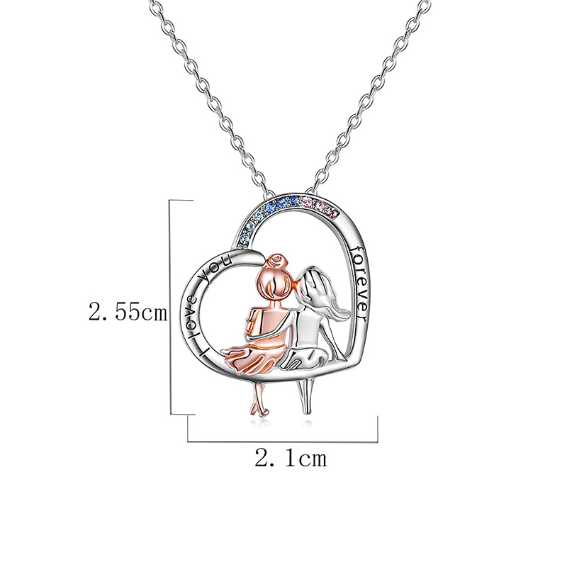 Elegant Sweet Human Letter Heart Shape Sterling Silver Plating Inlay Zircon White Gold Plated Necklace display picture 5