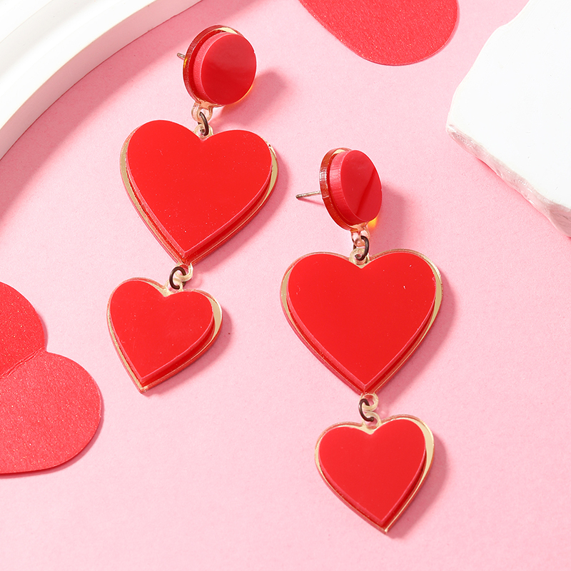 1 Pair Romantic Heart Shape Arylic Drop Earrings display picture 19