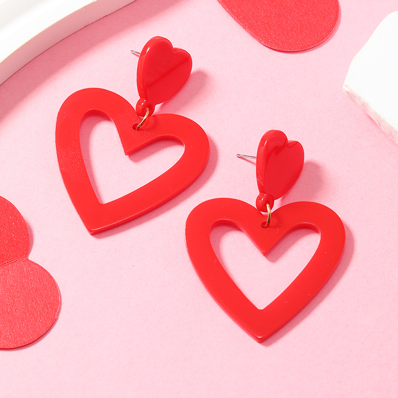 1 Pair Romantic Heart Shape Arylic Drop Earrings display picture 24