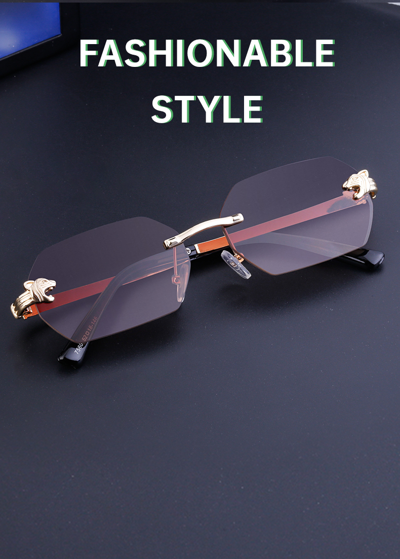 Business Retro Solid Color Pc Square Frameless Men's Sunglasses display picture 2