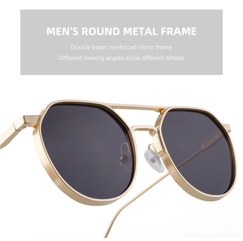 Retro Fashion Solid Color Pc Oval Frame Full Frame Men's Sunglasses display picture 7