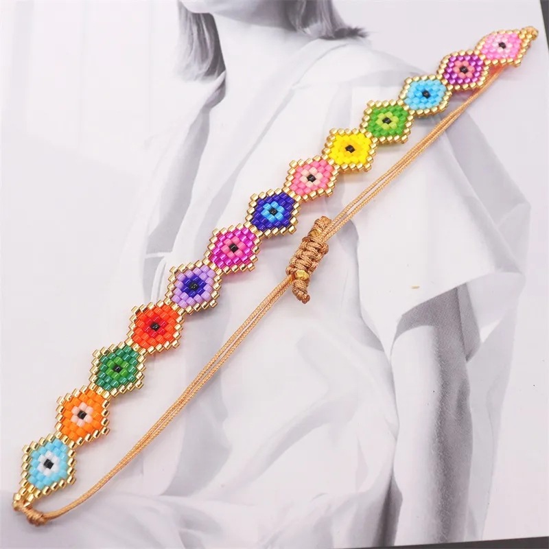 Ethnic Style Bohemian Devil's Eye Heart Shape Glass Beaded Handmade Unisex Bracelets display picture 2