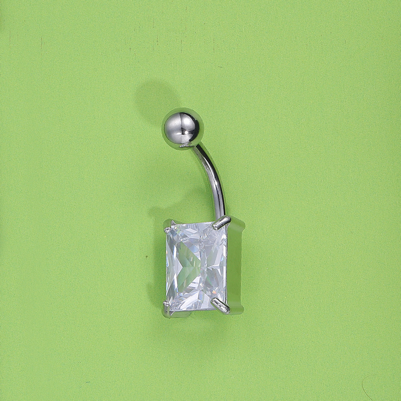 Sexy Square Stainless Steel Zircon Belly Ring In Bulk display picture 2