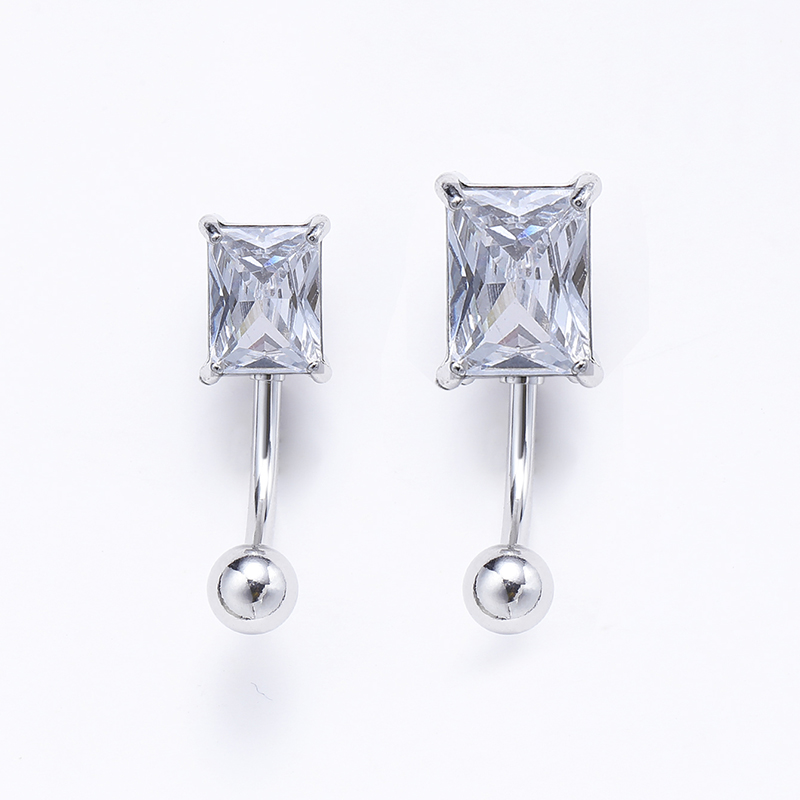 Sexy Square Stainless Steel Zircon Belly Ring In Bulk display picture 1