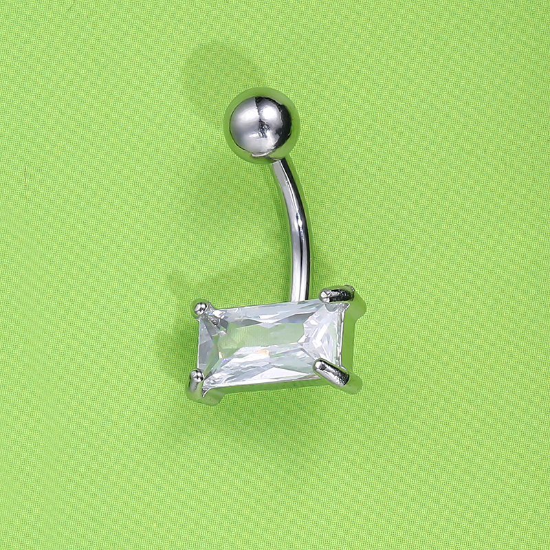 Sexy Square Stainless Steel Zircon Belly Ring In Bulk display picture 5