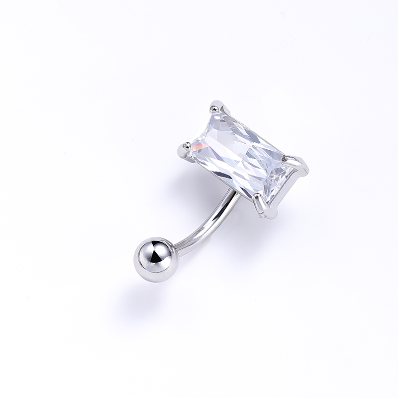 Sexy Square Stainless Steel Zircon Belly Ring In Bulk display picture 7