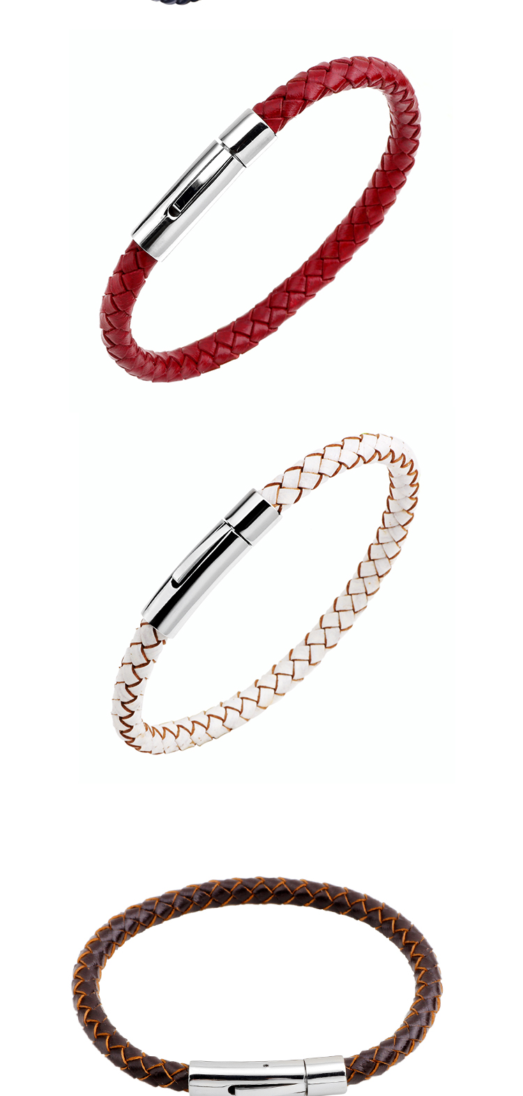 Einfacher Stil Einfarbig Rostfreier Stahl Leder Stricken Frau Armband display picture 4