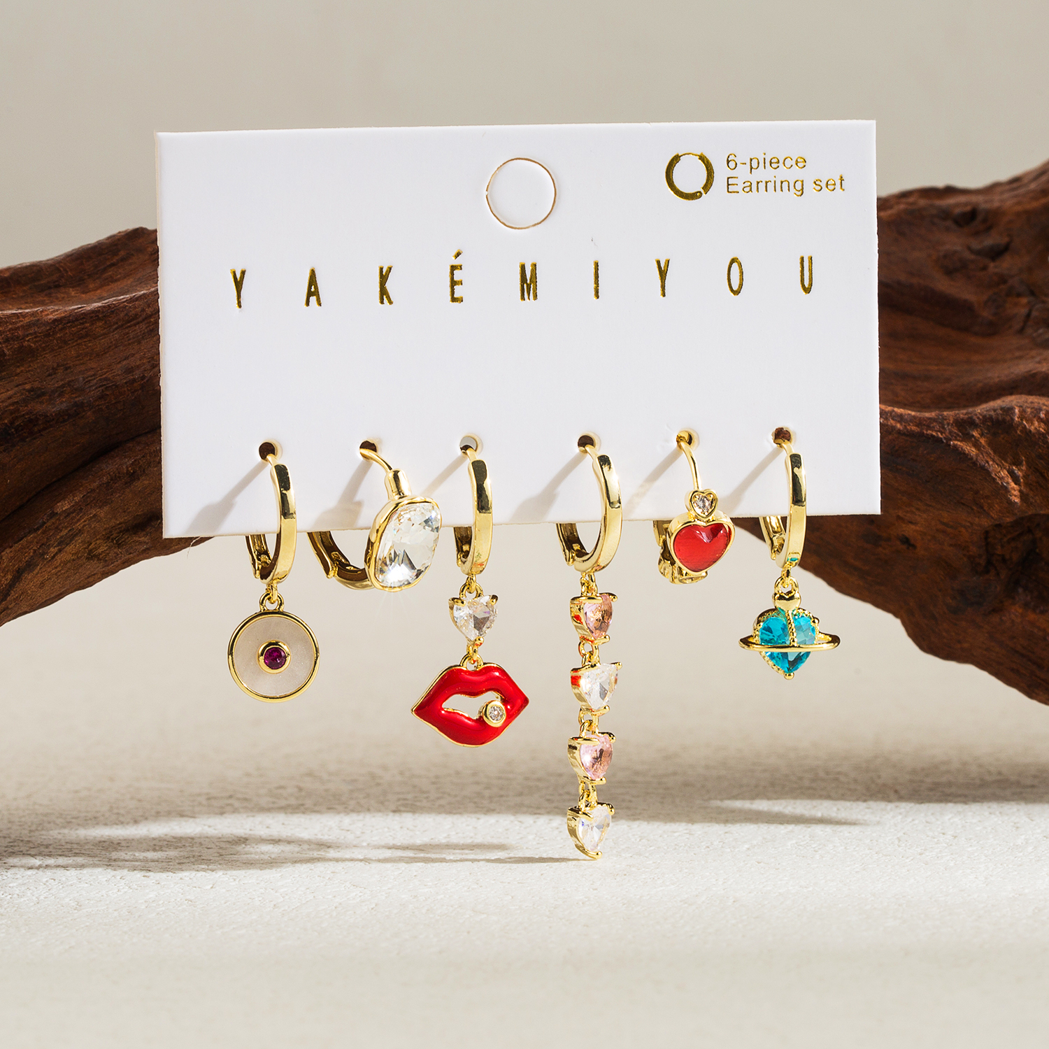 Yakemiyou Simple Style Lips Cherry Heart Shape Copper 14k Gold Plated Zircon Drop Earrings In Bulk display picture 1