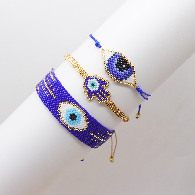 Ethnic Style Bohemian Devil's Eye Palm Glass Beaded Handmade Unisex Bracelets display picture 1