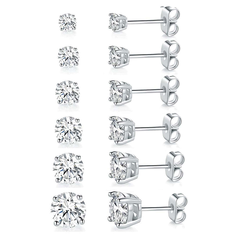 1 Set Elegant Simple Style Solid Color Plating Inlay Stainless Steel Zircon White Gold Plated Gold Plated Ear Studs display picture 4