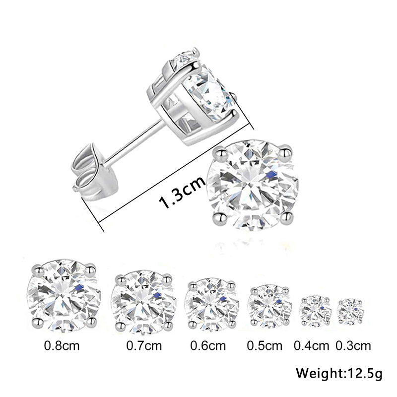 1 Set Elegant Simple Style Solid Color Plating Inlay Stainless Steel Zircon White Gold Plated Gold Plated Ear Studs display picture 7