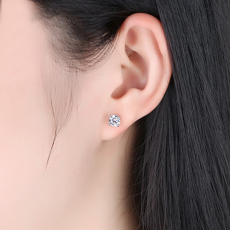 1 Set Elegant Simple Style Solid Color Plating Inlay Stainless Steel Zircon White Gold Plated Gold Plated Ear Studs display picture 6