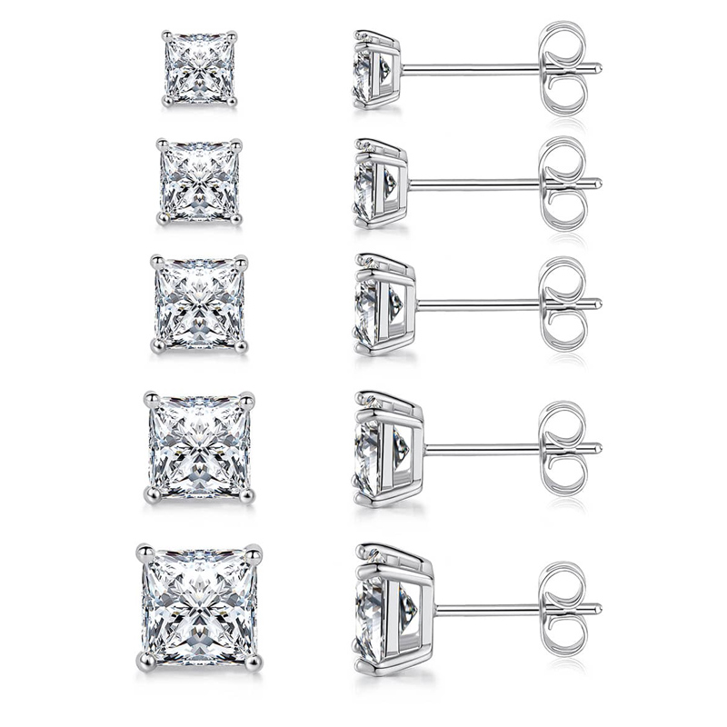 Copper Gold Plated Elegant French Style Square Inlay Zircon Ear Studs display picture 1
