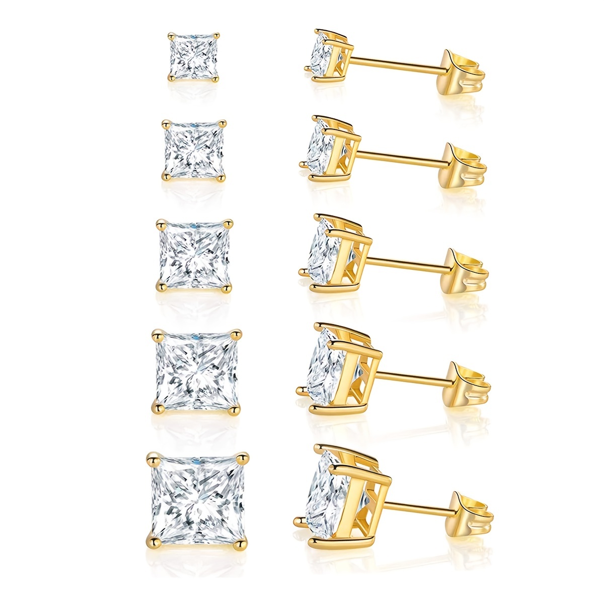 Copper Gold Plated Elegant French Style Square Inlay Zircon Ear Studs display picture 3