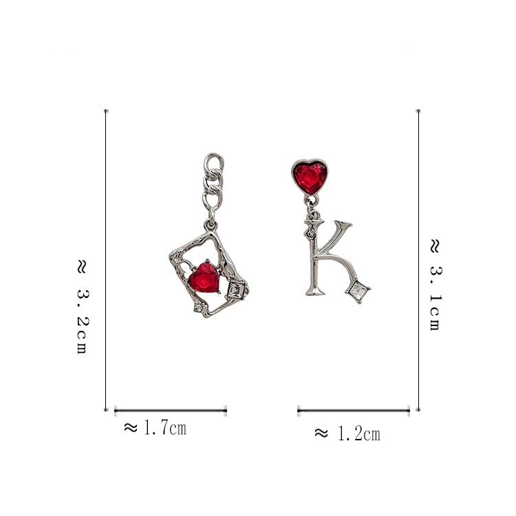1 Pair Original Design Letter Heart Shape Rectangle Asymmetrical Plating Inlay Alloy Gem Glass Drop Earrings display picture 15