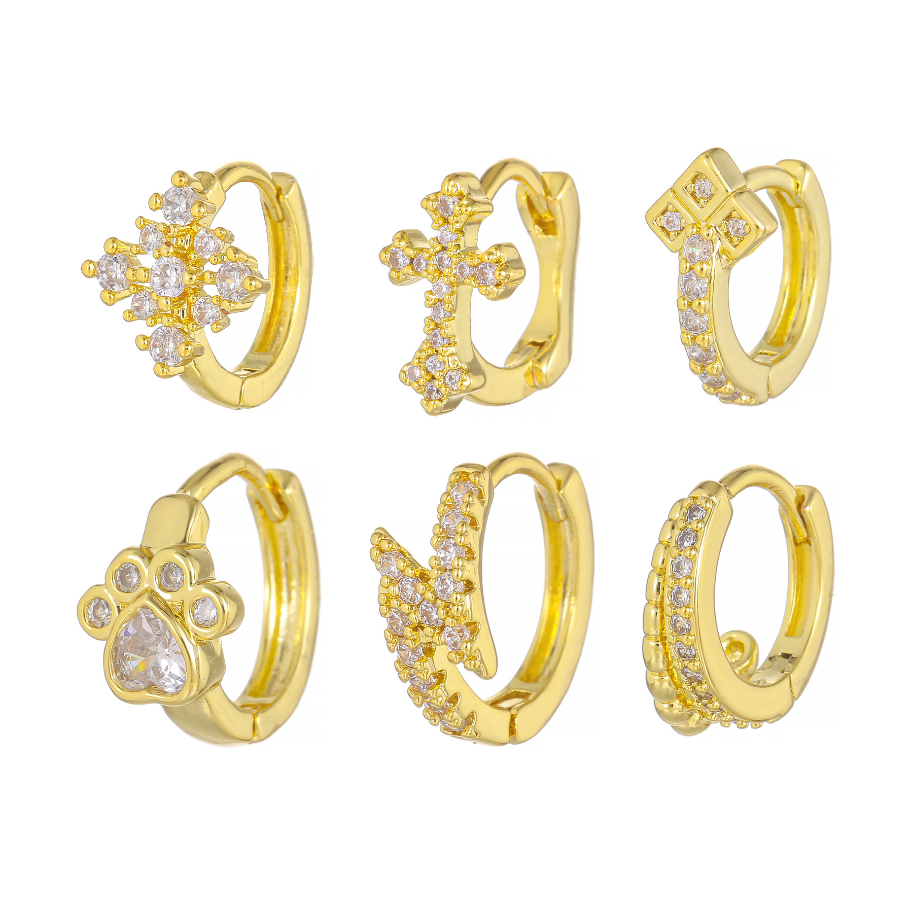 1 Piece Simple Style Geometric Plating Inlay Brass Zircon 18k Gold Plated Silver Plated Earrings display picture 5