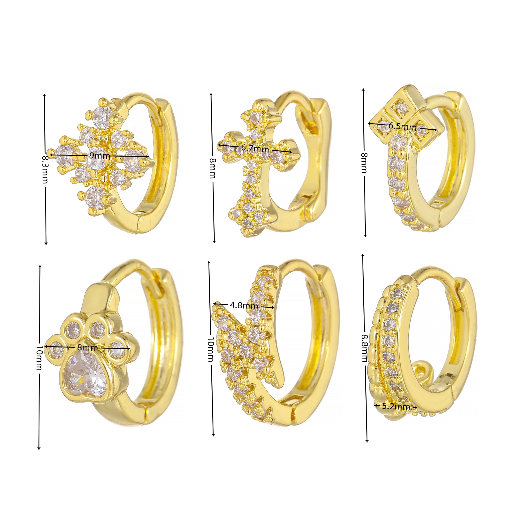 1 Piece Simple Style Geometric Plating Inlay Brass Zircon 18k Gold Plated Silver Plated Earrings display picture 6