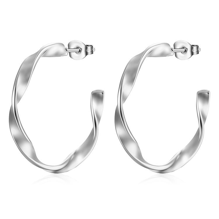 1 Pair Simple Style Round Plating Stainless Steel Earrings display picture 4