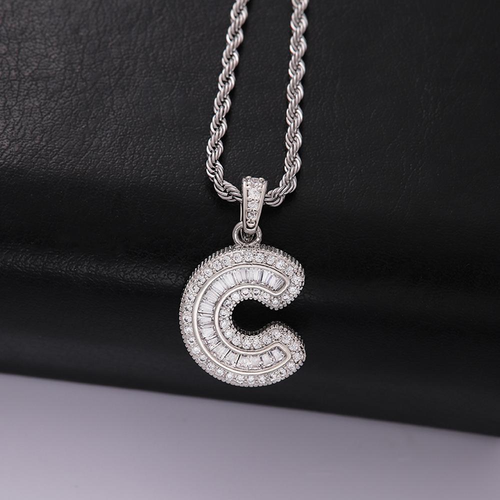 Classic Style Letter Stainless Steel Copper Plating Inlay Zircon Silver Plated Pendant Necklace display picture 4