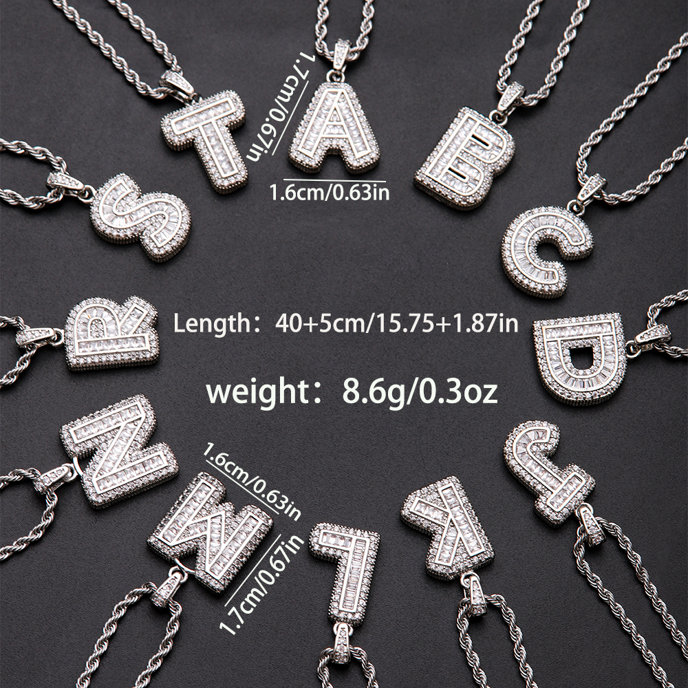 Classic Style Letter Stainless Steel Copper Plating Inlay Zircon Silver Plated Pendant Necklace display picture 1