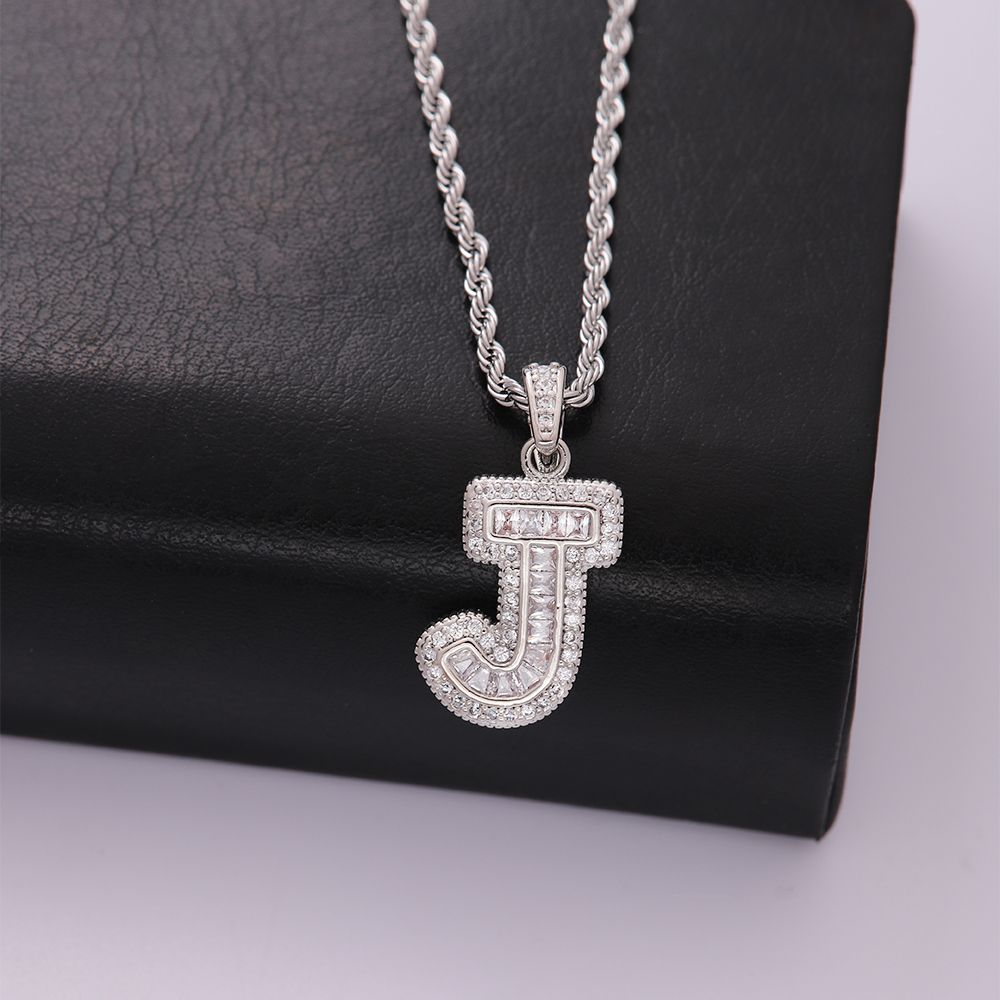 Classic Style Letter Stainless Steel Copper Plating Inlay Zircon Silver Plated Pendant Necklace display picture 5