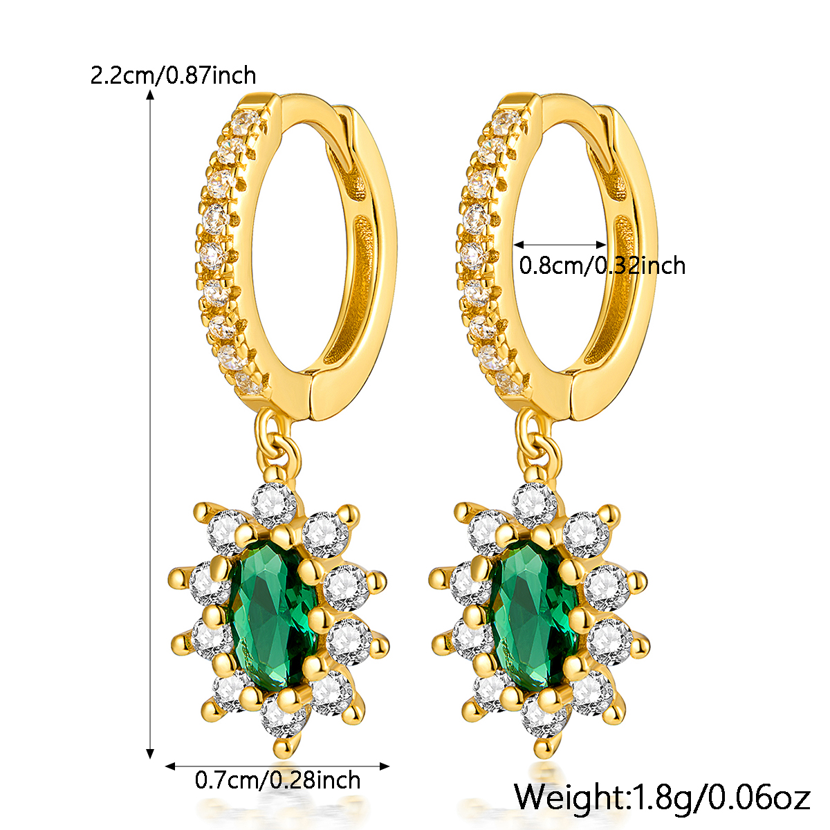 1 Pair Lady Oval Plating Inlay Sterling Silver Zircon 18k Gold Plated White Gold Plated Drop Earrings display picture 1