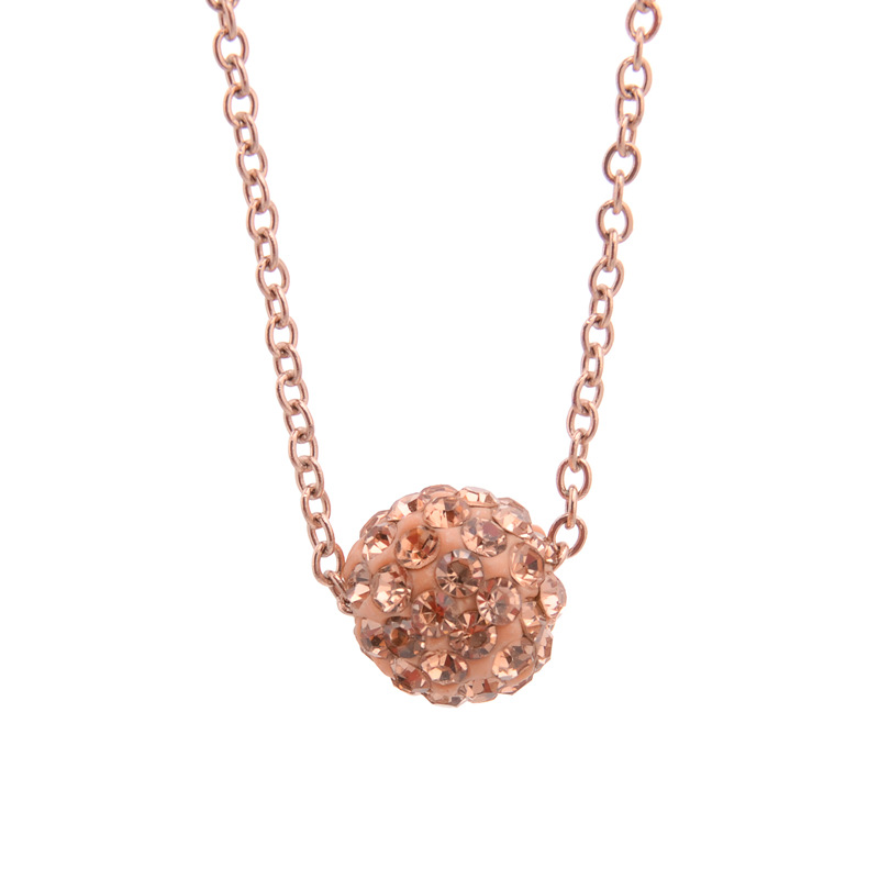 Acero Titanio Chapados en oro de 18k Estilo Simple Embutido Bola Diamantes De Imitación Collar Colgante display picture 2