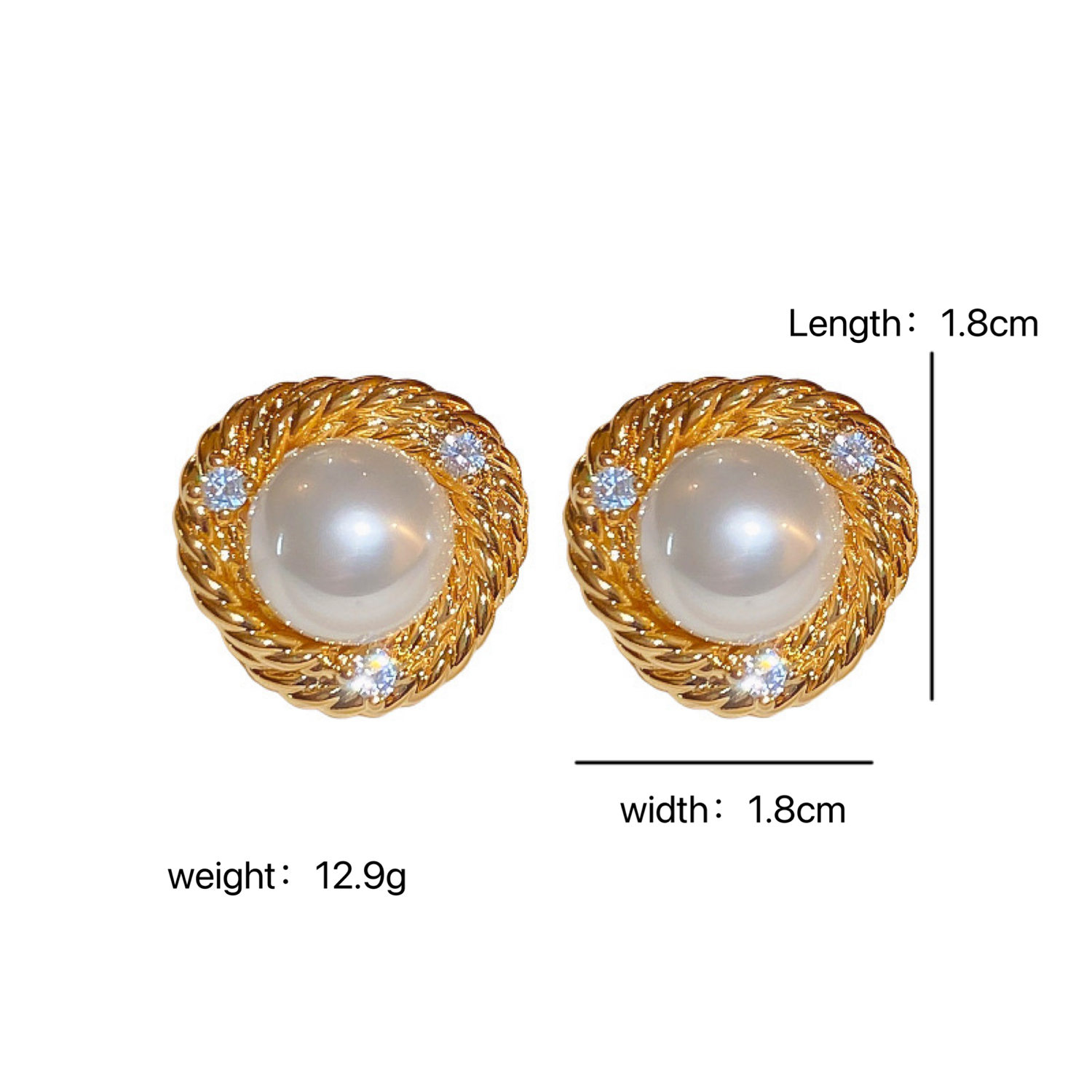1 Pair Simple Style Round Inlay Alloy Zircon Ear Studs display picture 10
